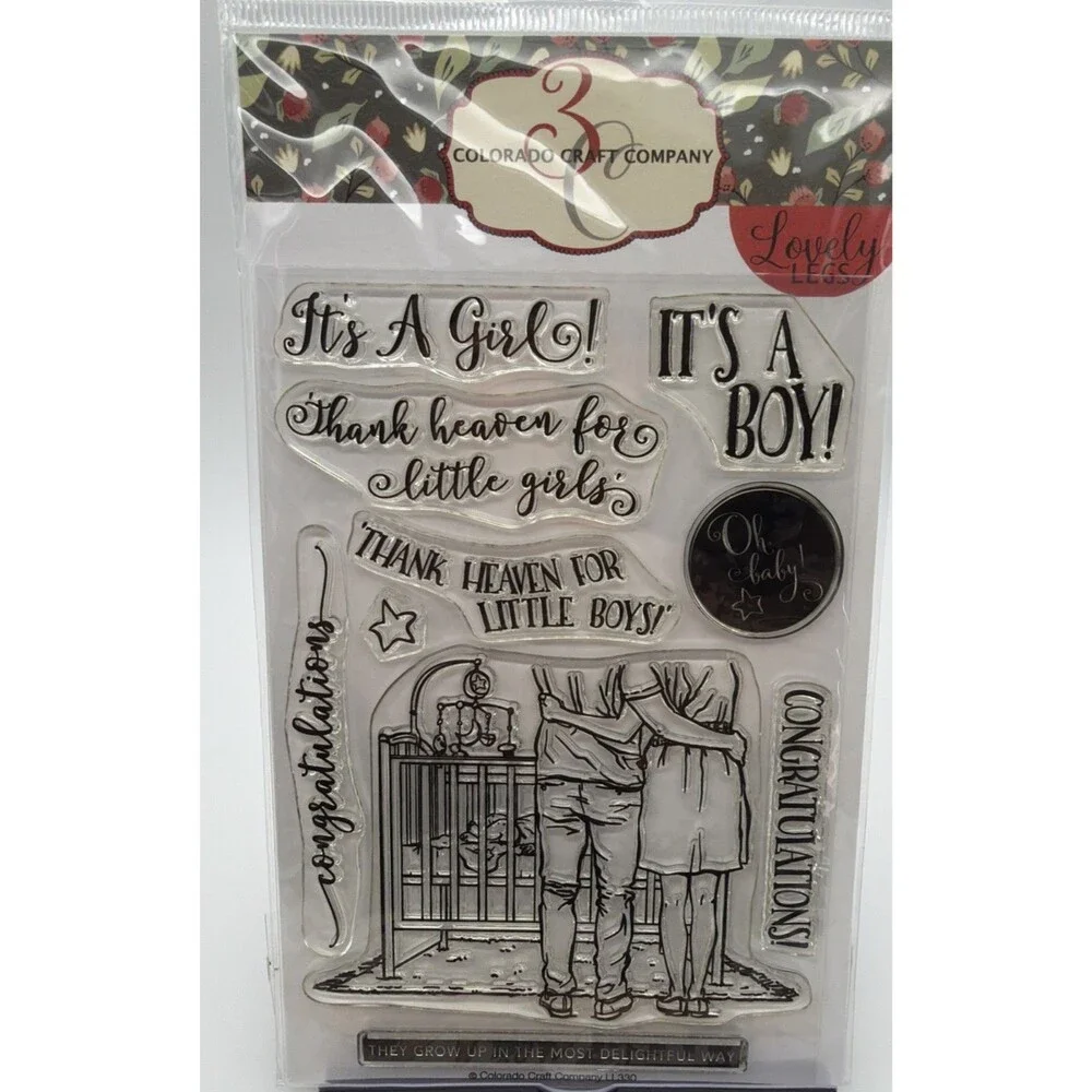 Colorado Craft Company Lovely Legs BABY CONGRATS Clear Stamp Set LL330 shower